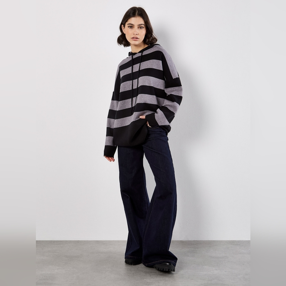Big Stripe Oversize Hooded Sweater